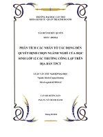 Phân tích các nhân tố tác động đến quyết định chọn ngành nghề của học sinh lớp 12 các trường công lập trên địa bàn TPCT