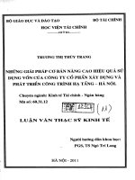 những giải pháp cơ bản nâng cao hiệu quả sử dụng vốn của công ty cổ phần xây dựng và phát triển công trình hạ tầng hà nội