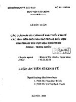 các giải pháp tài chính để phát triển kinh tế các tỉnh biên giới phía bắc trong điều kiện hình thành khu vực mậu dịch tự do asean trung quốc