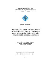 phân tích các yếu tố ảnh hưởng đến năng lực cạnh tranh trong hoạt động xuất khẩu thủy sản của công ty minh hải jostoco