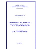 Giải pháp kinh tế và quản lý môi trường cho phát triển nuôi trồng thuỷ sản các huyện phía nam thành phố hà nội