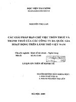 các giải phán hạn chế việc trốn thuế và tránh thuế của các công ty đa quốc gia hoạt động trên lãnh thổ việt nam