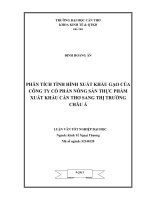 phân tích tình hình xuất khẩu gạo của công ty cổ phần nông sản thực phẩm xuất khẩu cần thơ sang thị trường châu á