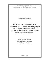 kế toán xác định kết quả kinh doanh và phân tích hiệu quả hoạt động kinh doanh tại chi nhánh cần thơ   công ty cổ phần ô tô trƣờng hải