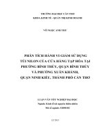 phân tích hành vi giảm sử dụng túi nilon của cửa hàng tạp hóa tại phường bình thủy, quận bình thủy và phường xuân khánh, quận ninh kiều, thành phố cần thơ