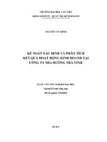 kế toán xác định và phân tích kết quả hoạt động kinh doanh tại công ty mía đường trà vinh
