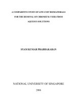 A comparative study of low cost biomaterials for the removal of chromium (VI III) from aqueous solutions