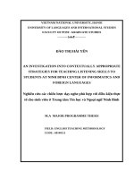 AN INVESTIGATION INTO CONTEXTUALLY APPROPRIATE STRATEGIES FOR TEACHING LISTENING SKILLS TO STUDENTS AT NINH BINH CENTER OF INFORMATICS AND FOREIGN LANGUAGES 