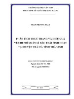 phân tích thực trạng và hiệu quả về chi phí quản lí rác thải sinh hoạt tại huyện trà cú, tỉnh trà vinh