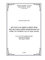 kế toán xác định và phân tích kết quả hoạt động kinh doanh tại công ty cổ phần vật tư hậu giang