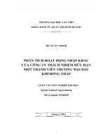 Phân tích hoạt động nhập khẩu của công ty trách nhiệm hữu hạn một thành viên thương mại dầu khí đồng tháp