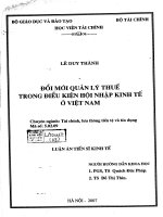đổi mới quản lý thuế trong điều kiện hội nhập kinh tế ở việt nam