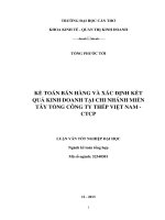 kế toán bán hàng và xác định kết quả kinh doanh tại chi nhánh miền tây tổng công ty thép việt nam   ctcp