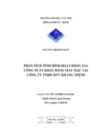 Phân tích tình hình hoạt động gia công xuất khẩu hàng may mặc tại công ty TNHH MTV khang thịnh