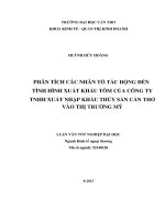 phân tích các nhân tố tác động đến tình hình xuất khẩu tôm của công ty tnhh xuất nhập khẩu thủy sản cần thơ vào thị trƣờng mỹ