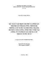 kế toán tập hợp chi phí và tính giá thành sản phẩm công trình hệ thống cấp nƣớc xã phƣơng thạnh, huyện càng long, tỉnh trà vinh tại công ty cổ phần xây dựng cấp thoát nƣớc số 15