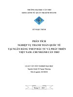 Phân tích hiệu quả nghiệp vụ thanh toán quốc tế tại ngân hàng đầu tư và phát triển việt nam   chi nhánh cần thơ