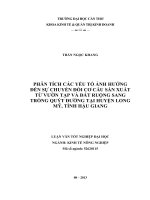 phân tích các yếu tố ảnh hưởng đến sự chuyển đổi cơ cấu sản xuất từ vườn tạp và đất ruộng sang trồng quýt đường tại huyện long mỹ, tỉnh hậu giang