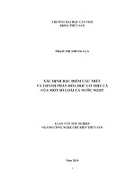 xác định đặc điểm cấu trúc và thành phần hóa học cơ thịt cá của một số loài cá nước ngọt