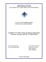 nghiên cứu khả năng sử dụng trùn quế (perionyx excavatus) để xử lý phân heo