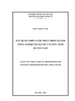 Xây dựng chiến lược phát triển ngành nông nghiệp huyện duy xuyên, tỉnh quảng nam 