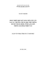 Phát triển đội ngũ giáo viên cốt cán tại các trường trung học phổ thông huyện tràng định, tỉnh lạng sơn trong giai đoạn hiện nay 