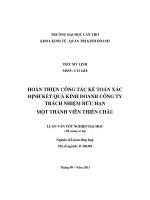 hoàn thiện công tác kế toán xác định kết quả kinh doanh công ty trách nhiệm hữu hạn một thành viên thiên châu