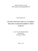 kế toán vốn bằng tiền và các khoản phải thu tại doanh nghiệp tư nhân lê quân