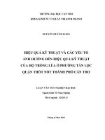 hiệu quả kỹ thuật và các yếu tố ảnh hưởng đến hiệu quả kỹ thuật của hộ trồng lúa ở phường tân lộc quận thốt nốt thành phố cần thơ