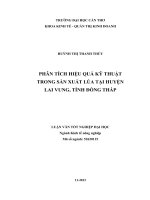 phân tích hiệu quả kỹ thuật trong sản xuất lúa tại huyện lai vung, tỉnh đồng tháp