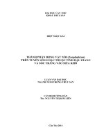 thành phần động vật nổi (zooplankton) trên tuyến sông hậu thuộc tỉnh hậu giang và sóc trăng vào mùa khô
