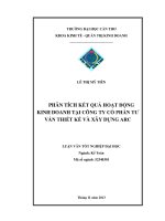 phân tích kết quả hoạt động kinh doanh tại công ty cổ phần tư vấn thiết kế và xây dựng arc