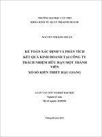 kế toán xác định và phân tích kết quả kinh doanh tại công ty trách nhiệm hữu hạn một thành viên xổ số kiến thiết hậu giang