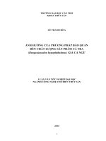 ảnh hưởng của phương pháp bảo quản đến chất lượng sản phẩm cá tra (pangasianodon hypophthalmus) giả cá ngừ