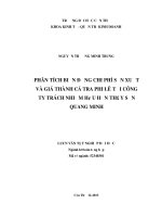 phân tích biến động chi phí sản xuất và giá thành cá tra phi lê tại công ty trách nhiệm hữu hạn thủy sản quang minh