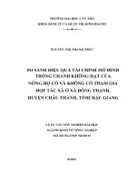 so sánh hiệu quả tài chính mô hình trồng chanh không hạt của nông hộ có và không có tham gia hợp tác xã ở xã đông thạnh, huyện châu thành, tỉnh hậu giang