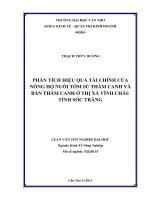 phân tích hiệu quả tài chính của nông hộ nuôi tôm sú thâm canh và bán thâm canh ở thị xã vĩnh châu tỉnh sóc trăng