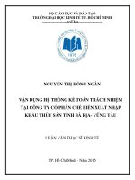 Vận dụng hệ thống kế toán trách nhiệm tại công ty cổ phần chế biến xuất nhập khẩu thủy sản tỉnh bà rịa   vũng tàu 