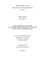 phân tích hiệu quả tài chính của mô hình trồng nấm rơm ở xã vĩnh thới huyện lai vung tỉnh đồng tháp
