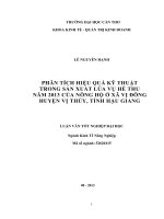 phân tích hiệu quả kỹ thuật trong sản xuất lúa vụ hè thu năm 2013 của nông hộ ở xã vị đông huyện vị thủy, tỉnh hậu giang