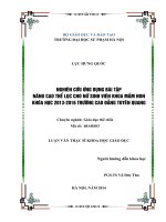 Luận văn thạc sĩ: Nghiên cứu ứng dụng bài tập nâng cao thể lực cho nữ sinh viên khoa mầm non khóa học 2013 – 2016  trường cao đẳng Tuyên Quang
