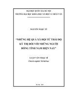 Những hệ quả xã hội từ thái độ kỳ thị đối với người đồng tính việt nam hiện nay 