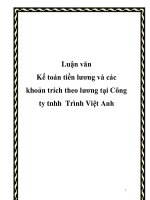 Luận văn kế toán tiền lương và các khoản trích theo lương tại công ty tnhh trình việt anh 