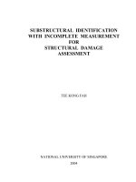 Substructural identification with incomplete measurement for structural damage assessment 