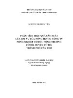 phân tích hiệu quả sản xuất lúa hai vụ của nông hộ tại công ty nông nghiệp cờ đỏ   nông trường cờ đỏ, huyện cờ đỏ, thành phố cần thơ