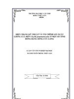 hiện trạng kỹ thuật và tài chính sản xuất giống cua biển (scylla paramamosain) ở một số tỉnh đồng bằng sông cửu long