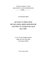 kế toán và phân tích kết quả hoạt động kinh doanh tại công ty cổ phần du lịch bạc liêu