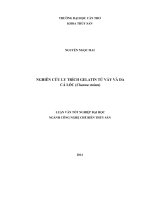 nghiên cứu ly trích gelatin từ vảy và da cá lóc (channa striata)