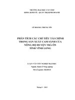 phân tích các chỉ tiêu tài chính trong sản xuất cam sành của nông hộ huyện trà ôn