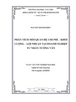 phân tích mối quan hệ chi phí – khối lượng – lợi nhuận tại doanh nghiệp tư nhân tường vân